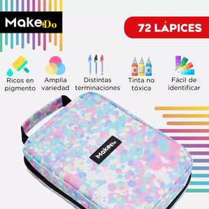 Set 72 Lápices Gel Make+Do Pastel + Estuche