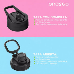 Botella Térmica One2Go Acero Inoxidable 700 Ml Negra