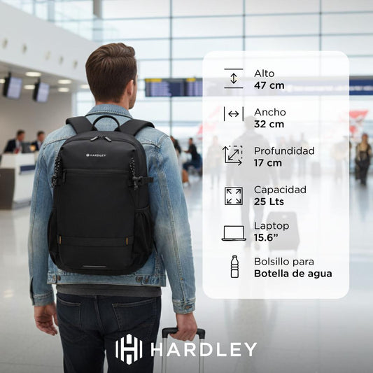 Mochila Viaje 25L Impermeable  Negro Hardley