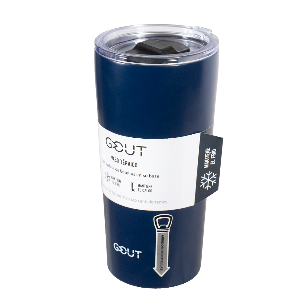 Mug Térmico 560 Ml Con Abridor Gout - Azul Marino