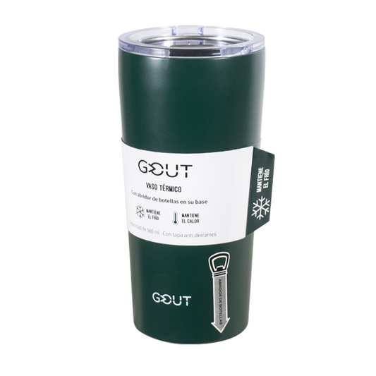 Mug Térmico 560 Ml Con Abridor Gout - Verde Oscuro