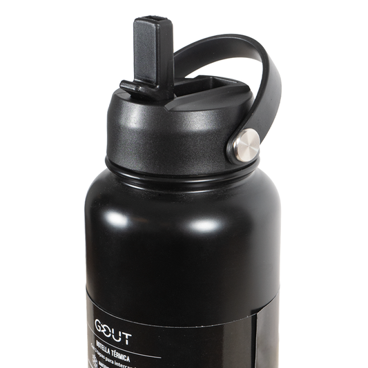 Botella Térmica 950 Ml Gout - 3 Tapas Color Negro