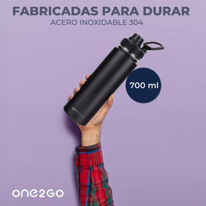 Botella Térmica One2Go Acero Inoxidable 700 Ml Negra