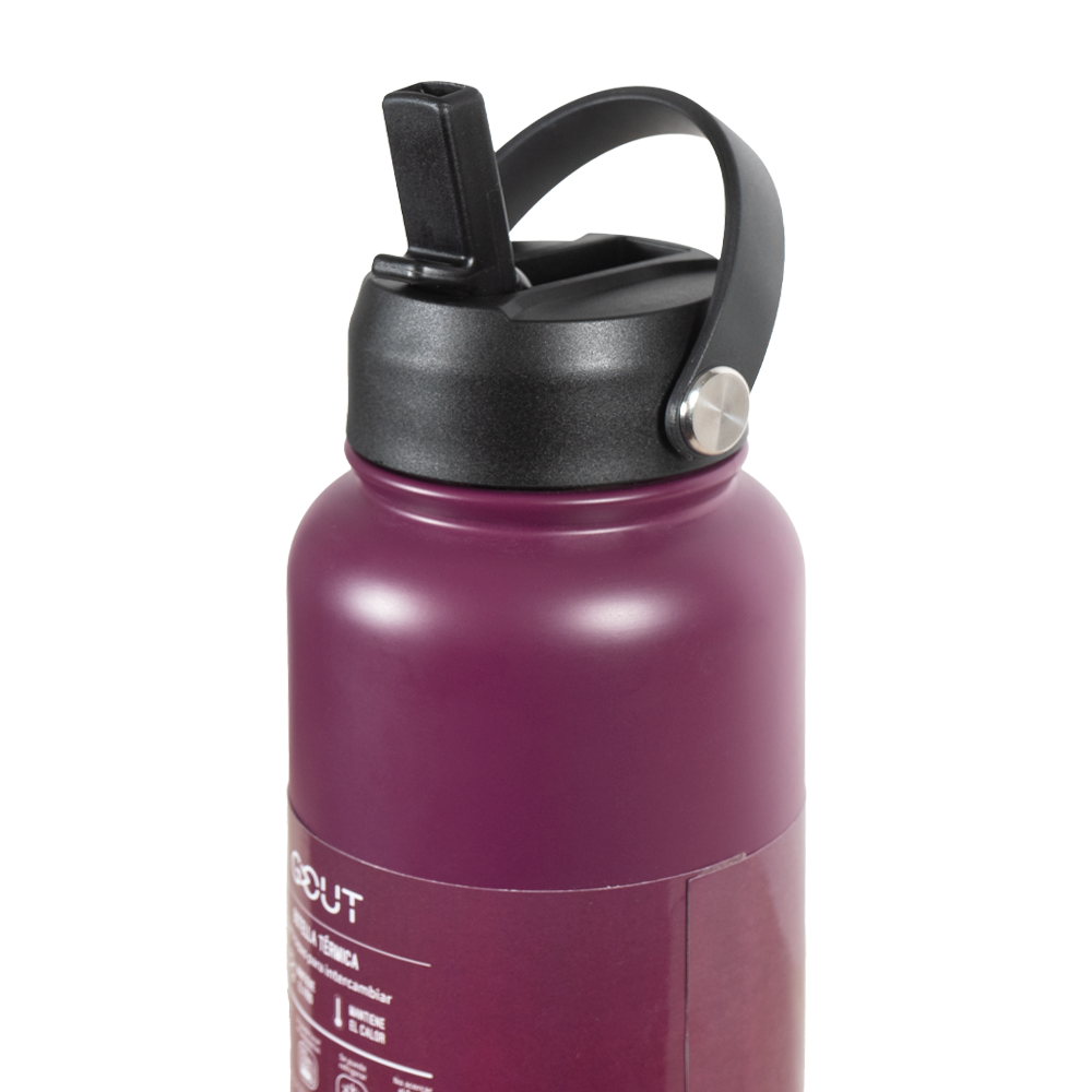 Botella Térmica 950 Ml Gout - 3 Tapas Color Burdeo