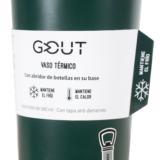 Mug Térmico 560 Ml Con Abridor Gout - Verde Oscuro