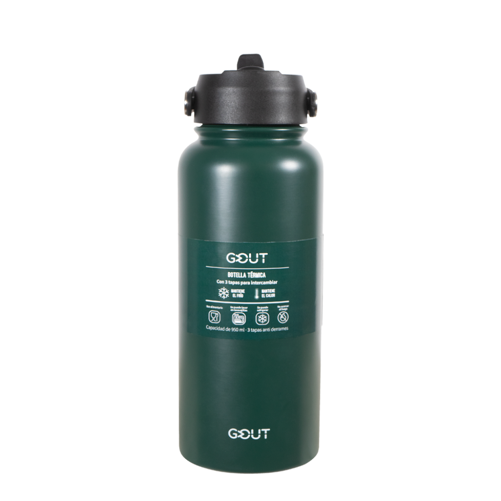 Botella Térmica 950 Ml Gout - 3 Tapas Color Verde