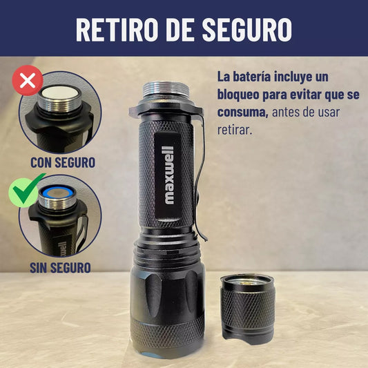 Linterna Led Táctica Maxwell Recargable USB Impermeable