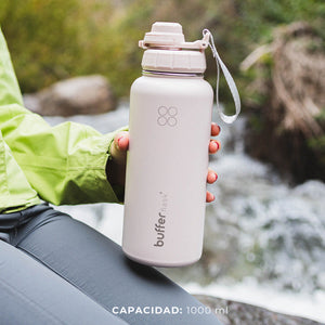 Botella Térmica Buffer Acero Inoxidable 950ml +4 Tapas Rosa Pastel