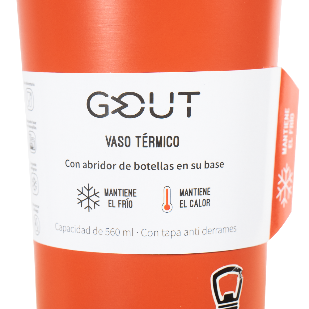 Mug Térmico 560Ml Con Abridor Gout - Color Naranjo