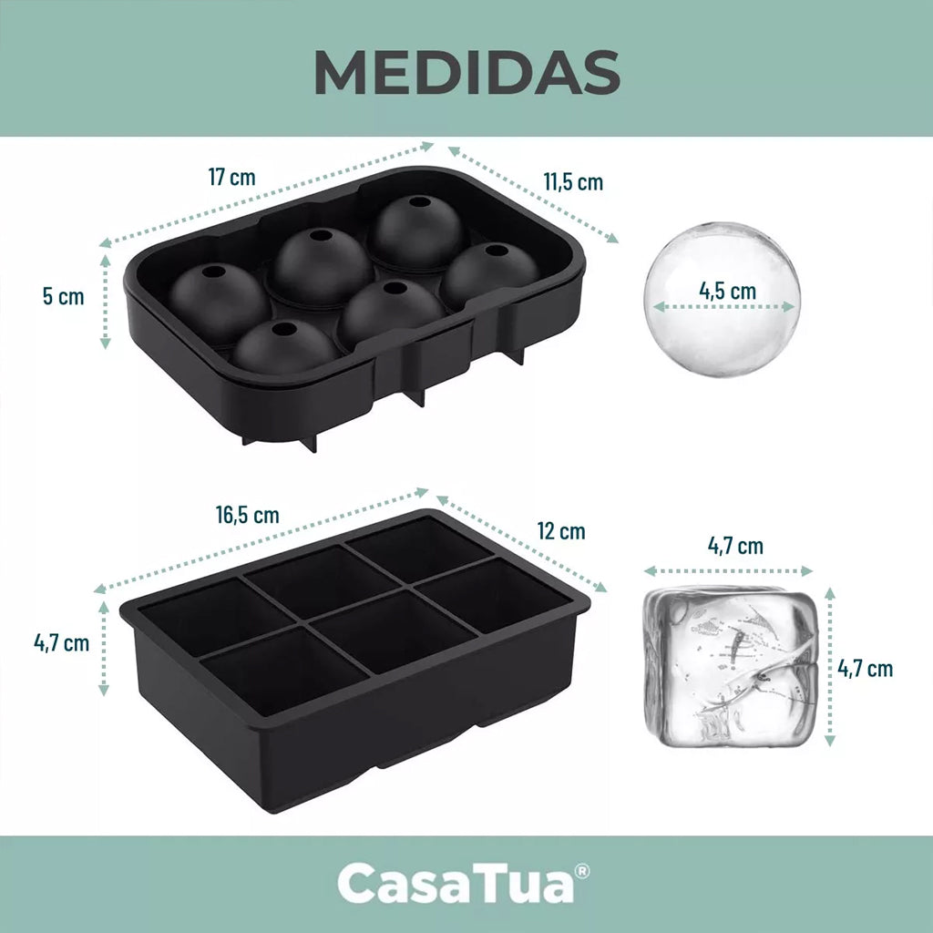 Set 2 Cubetas De 6 Hielos Silicona Casatua