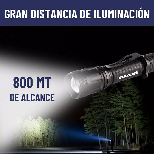 Linterna Led Táctica Maxwell Recargable USB Impermeable