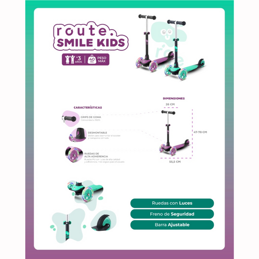 Triscooter Route Smile Kids - Menta