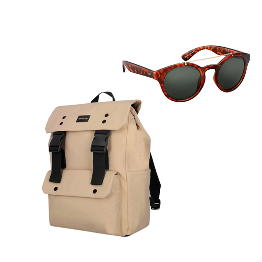 Combo 54% OFF: Mochila Kate Beige + Lentes de sol Rotter & Krauss