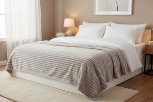 Manta Fleece Stripes 125x150cm Gris