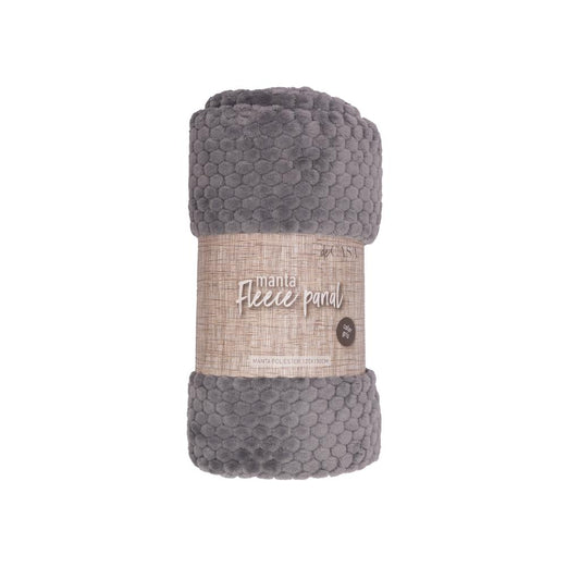 Manta Fleece Panal 125x150cm Gris Oscuro