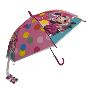 Combo Minnie: Paraguas Infantil Disney + Impermeable Gris Cara Minnie