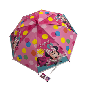Combo Minnie: Paraguas Infantil Disney + Impermeable Gris Cara Minnie