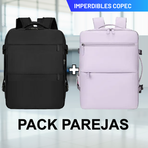 Combo 2 Mochilas de Viaje Viral XL 40L: 1 Black y 1 Lila