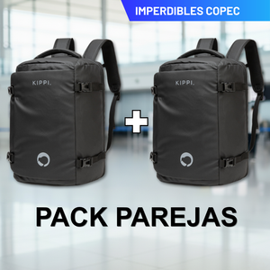 Combo 2 Mochilas de Viaje Cabina. Resistente al Agua. 45 L Kippi Negro