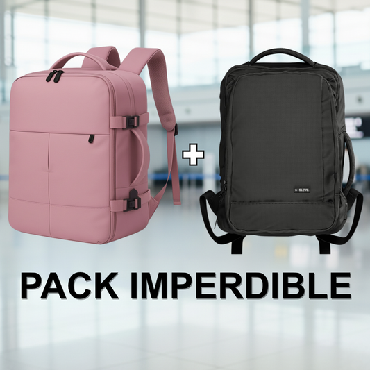 ✈️PACK EXCLUSIVO 2 Mochilas de Viaje Viral. 1 Mochila Negra 30L y 1 Mochila 36L Ripstop Lila