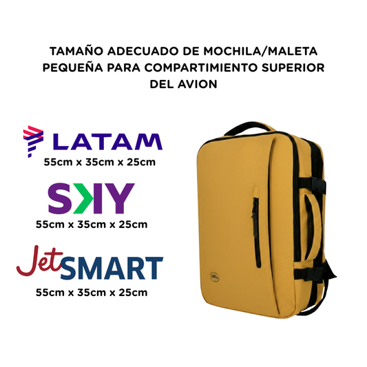 Mochila Viaje Viral XL 40L Llaima Mostaza. Resistente al Agua. BTS26