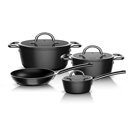Set Batería De Cocina Wens Black y Utensilios Doral 13 Piezas