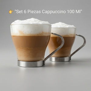 Combo 1 Prensa Francesa Glasso 1 Litro + Set 6 Tazas Cappuccino Allegra 100 ml