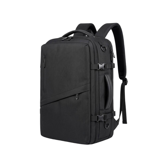 Combo Mochila Travel Navigator 36L Negra + Paraguas Negro Retráctil + Gorro Verde Pompón Intercambiable
