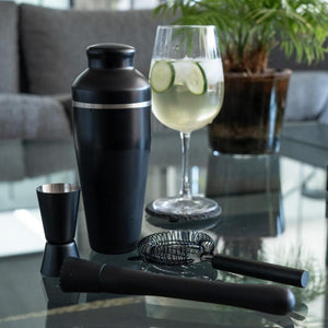 Set Coctelera De Acero Inoxidable Black 4 Piezas Day