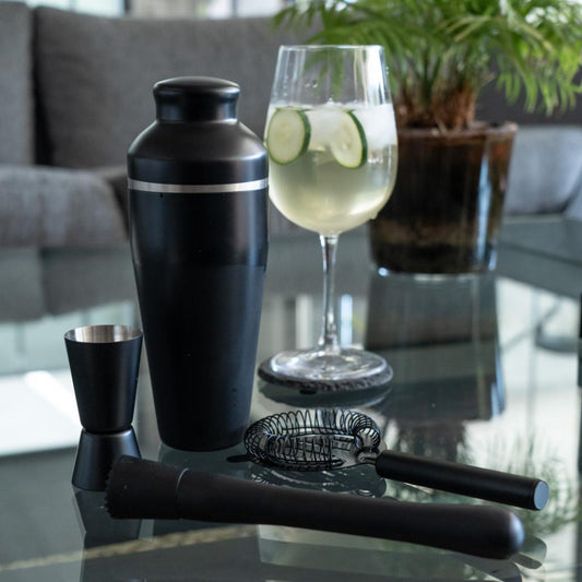 Set Coctelera De Acero Inoxidable Black 4 Piezas Day