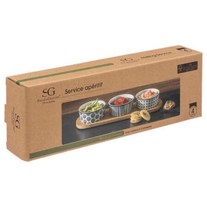 Set De Aperitivo De Bambú Y Cerámica 4 Piezas Secret De Gourmet