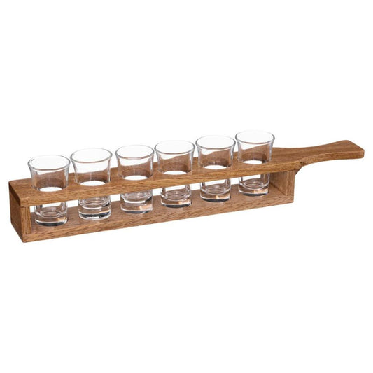 Soporte De Madera Con 6 Vasos De Chupito Secret De Gourmet