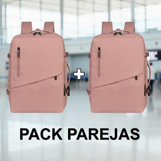 ✈️Combo 2 Mochilas Viaje Viral XL. Premium 36L: 2 Rosadas 💧Resistente al Agua Navigator.