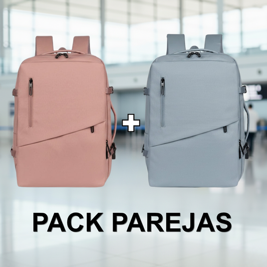 ✈️Combo 2 Mochilas Viaje Viral XL. Premium 36L: 1 Rosada y 1 Celeste 💧Resistente al Agua Navigator.