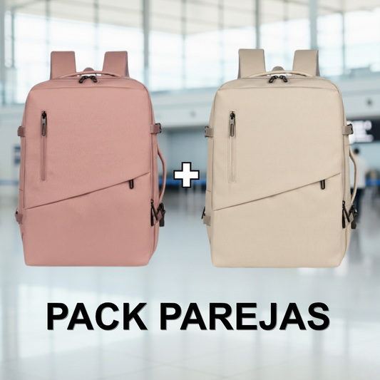 ✈️Combo 2 Mochilas Viaje Viral XL. Premium 36L: 1 Rosada y 1 Beige 💧Resistente al Agua Navigator.