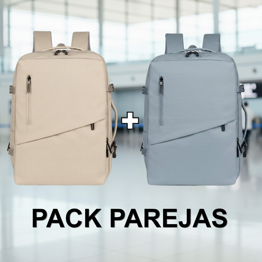 ✈️Combo 2 Mochilas Viaje Viral XL. Premium 36L: 1 Celeste y 1 Beige 💧Resistente al Agua Navigator.