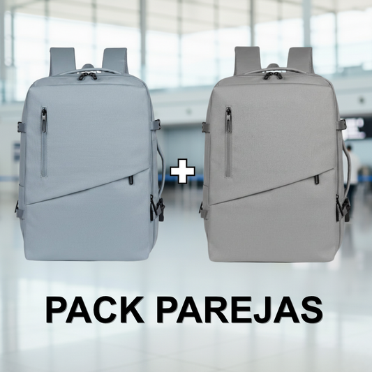 ✈️Combo 2 Mochilas Viaje Viral XL. Premium 36L: 1 Celeste y 1 Gris 💧Resistente al Agua Navigator.