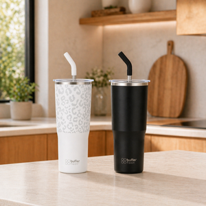 Combo 2 Mug Térmico Buffer Roques 750 ml Negro + Ice Leopardo