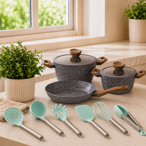Set Batería De Cocina Keep Rokka + Utensilios Doral 11 Piezas