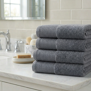 Set 4 Toallas De Baño Mashini Gris 90x150 cm