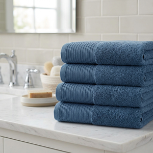 Set 4 Toallas De Baño Mashini Azul 90x150 cm