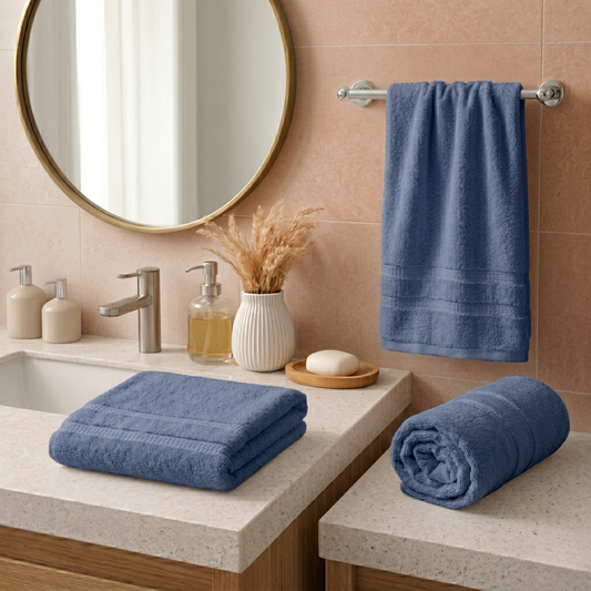 Set 3 Toallas Soft Twist Mashini Azul 600 g/m² 3 Tamaños