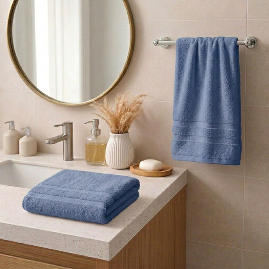 Set 2 Toallas Soft Twist Mashini Azul 600 g/m² 2 Tamaños