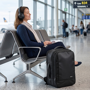 Combo Mochila Viaje Cabina 30L Negro Sleeve + Audífonos One Black