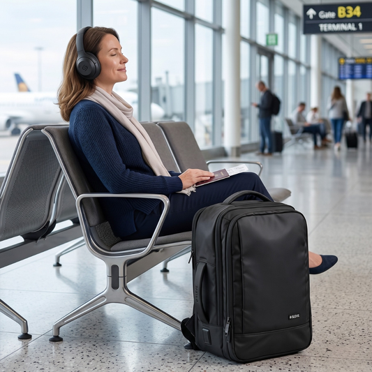 Combo Mochila Viaje Cabina 30L Negro Sleeve + Audífonos One Black