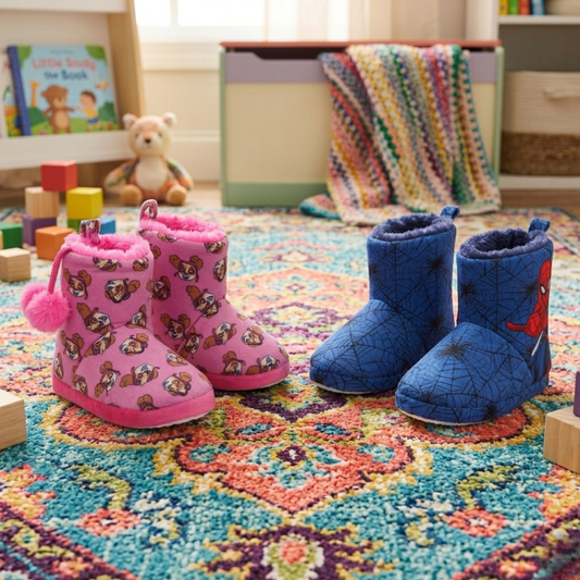 Combo Pantufla Chiporro Niña Paw Patrol Rosado + Pantufla Niño Spider-Man Azul