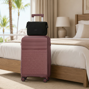 Combo Maleta Carry On Cabina Rosado + Travel Bag Neceser  27cm x 13cm Gout Negro