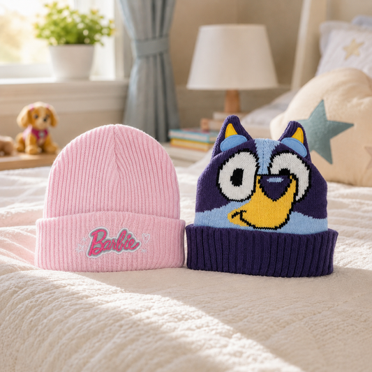 Combo Gorros Infantiles Barbie y Bluey