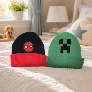 Combo Gorros Infantiles Spider-Man y Minecraft