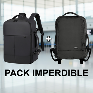 Combo Mochilas de Viaje Resistentes al Agua. 1 Sleve 30L + 1 Navigator 36L. Pack Travel Color Negro